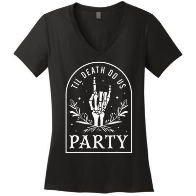 Til Death Do Us Party Retro Halloween Bachelorette Matching Women's V-Neck T-Shirt