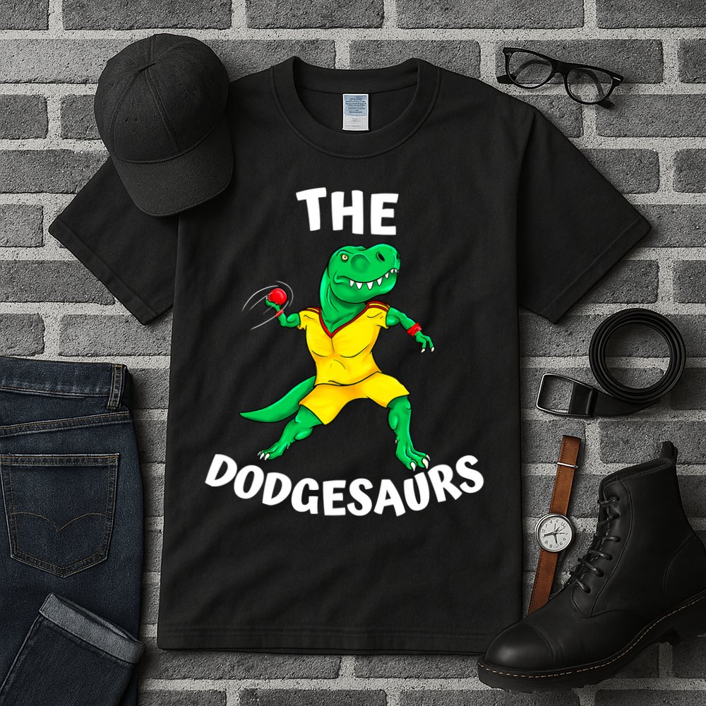 The Dodgesaurs Dodgeball Team Name Funny Dinosaur Dodgeball Tall T-Shirt