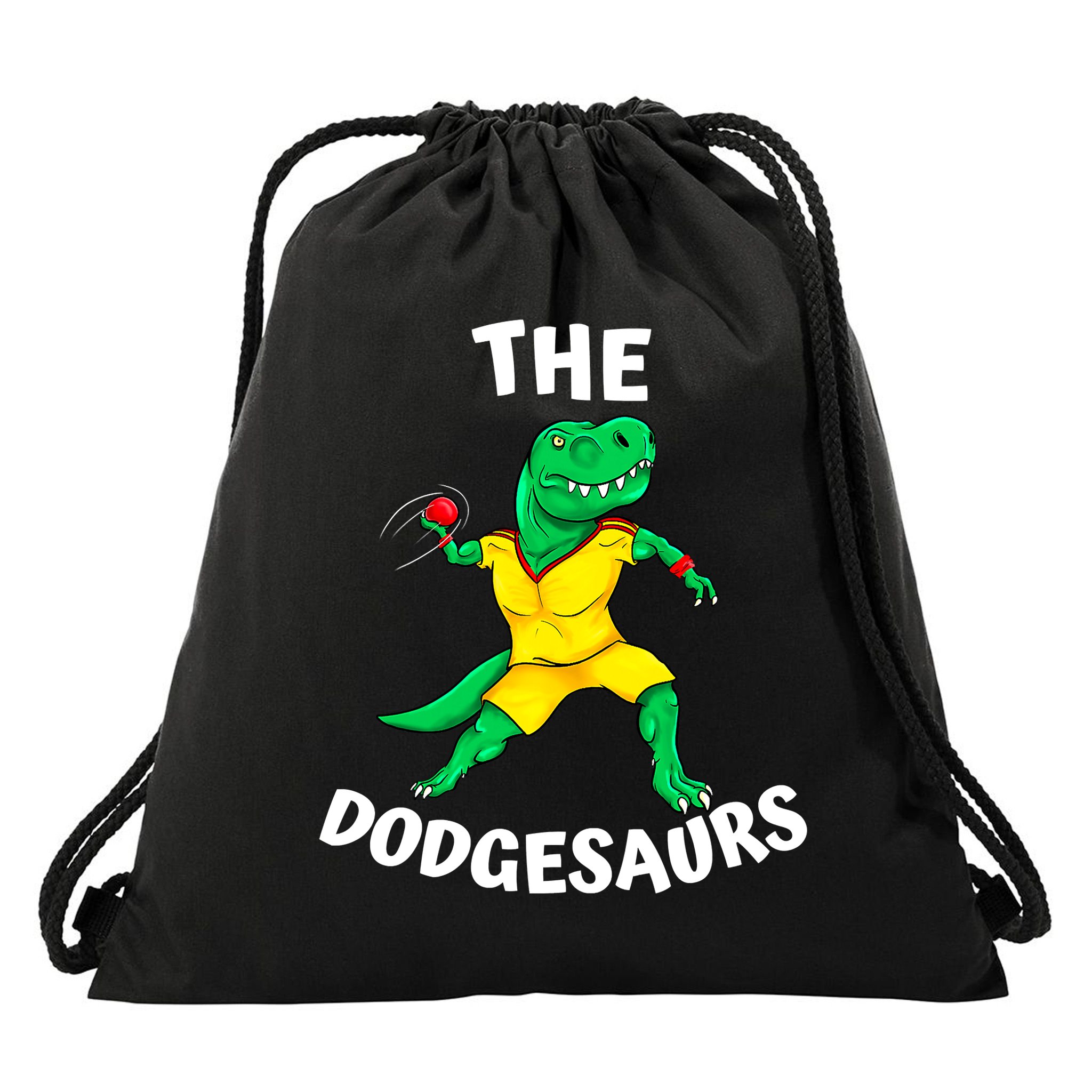 The Dodgesaurs Dodgeball Team Name Funny Dinosaur Dodgeball Drawstring Bag