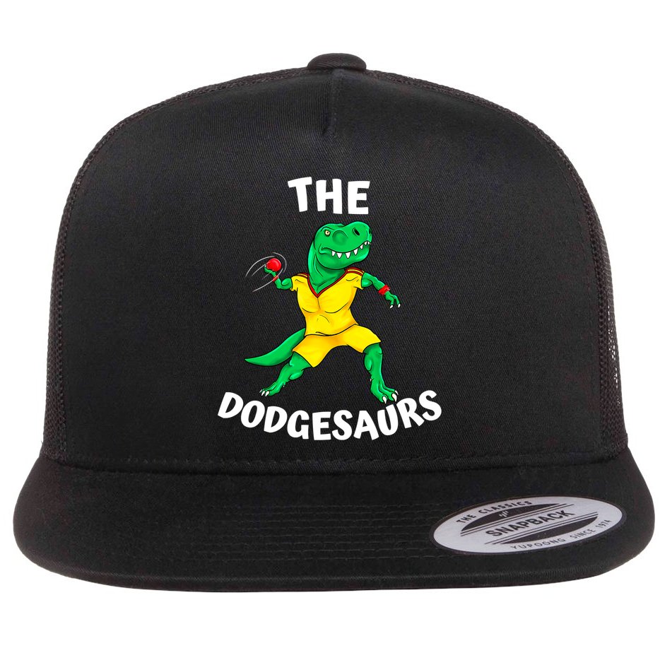 The Dodgesaurs Dodgeball Team Name Funny Dinosaur Dodgeball Flat Bill Trucker Hat
