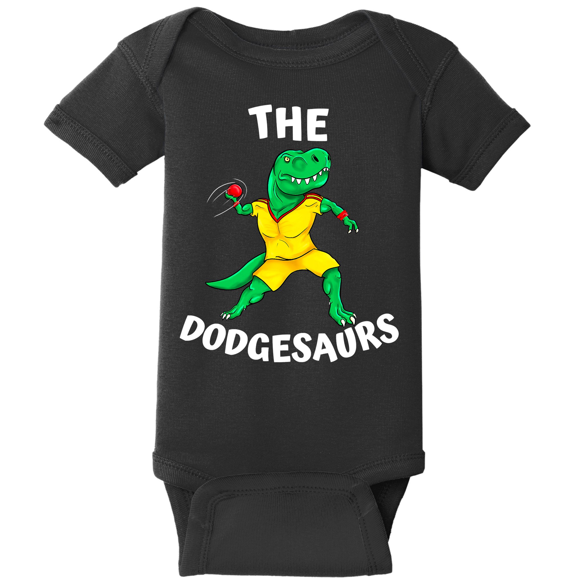 The Dodgesaurs Dodgeball Team Name Funny Dinosaur Dodgeball Baby Bodysuit
