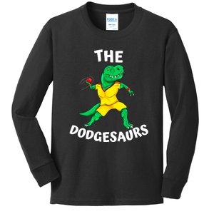 The Dodgesaurs Dodgeball Team Name Funny Dinosaur Dodgeball Kids Long Sleeve Shirt