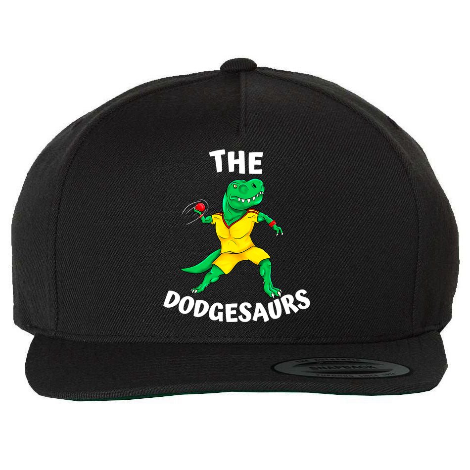 The Dodgesaurs Dodgeball Team Name Funny Dinosaur Dodgeball Wool Snapback Cap