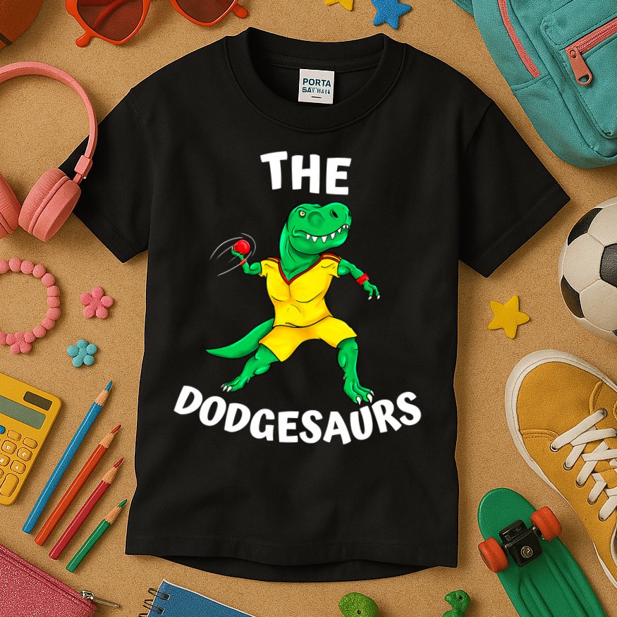 The Dodgesaurs Dodgeball Team Name Funny Dinosaur Dodgeball Kids T-Shirt