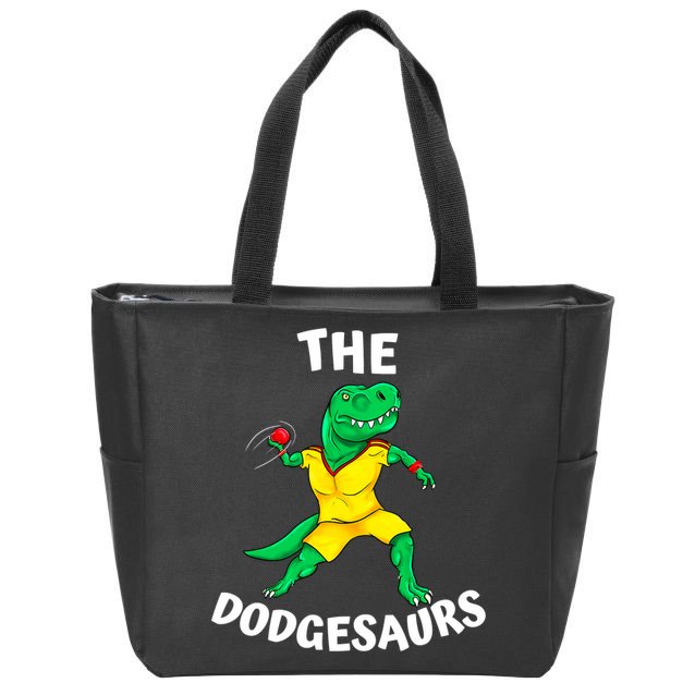 The Dodgesaurs Dodgeball Team Name Funny Dinosaur Dodgeball Zip Tote Bag