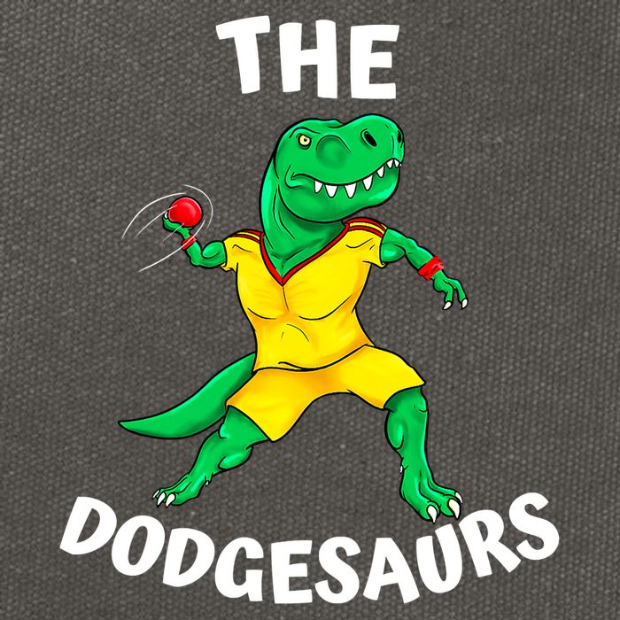 The Dodgesaurs Dodgeball Team Name Funny Dinosaur Dodgeball Cotton Canvas Backpack