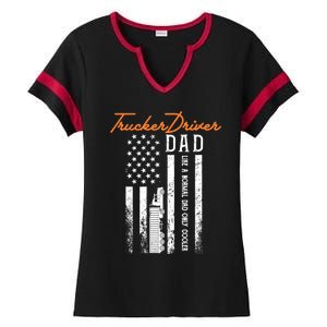 Trucker Driver Dad Like A Normal Dad Only Cooler Fathers D Gift Ladies Halftime Notch Neck Tee