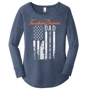 Trucker Driver Dad Like A Normal Dad Only Cooler Fathers D Gift Women's Perfect Tri Tunic Long Sleeve Shirt