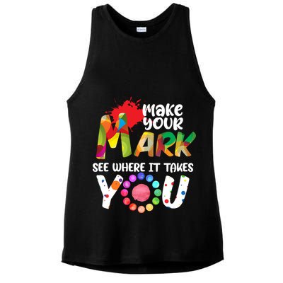 The Dot Day Make Your Mark See Where It Takes You Dot Ladies PosiCharge Tri-Blend Wicking Tank