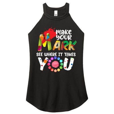 The Dot Day Make Your Mark See Where It Takes You Dot Women's Perfect Tri Rocker Tank