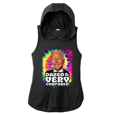 Tie dye Dazed And Very Confused Biden Ladies PosiCharge Tri-Blend Wicking Draft Hoodie Tank