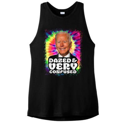 Tie dye Dazed And Very Confused Biden Ladies PosiCharge Tri-Blend Wicking Tank