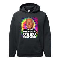 Tie dye Dazed And Very Confused Biden Performance Fleece Hoodie