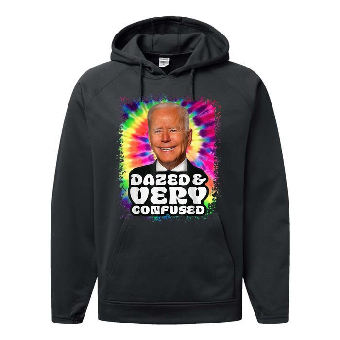 Tie dye Dazed And Very Confused Biden Performance Fleece Hoodie