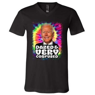 Tie dye Dazed And Very Confused Biden V-Neck T-Shirt