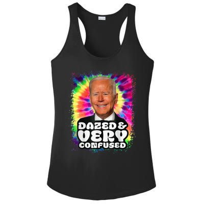 Tie dye Dazed And Very Confused Biden Ladies PosiCharge Competitor Racerback Tank