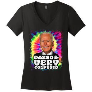 Tie dye Dazed And Very Confused Biden Women's V-Neck T-Shirt