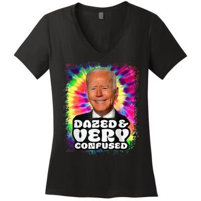 Tie dye Dazed And Very Confused Biden Women's V-Neck T-Shirt