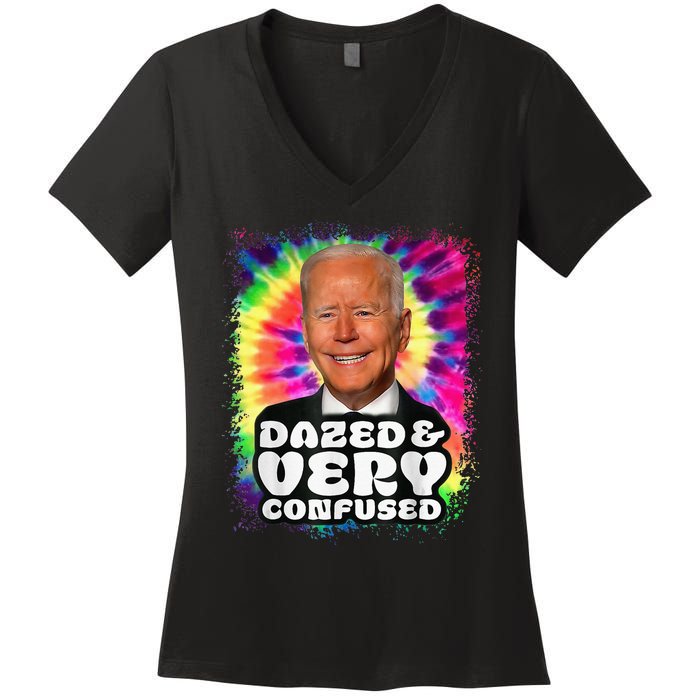 Tie dye Dazed And Very Confused Biden Women's V-Neck T-Shirt