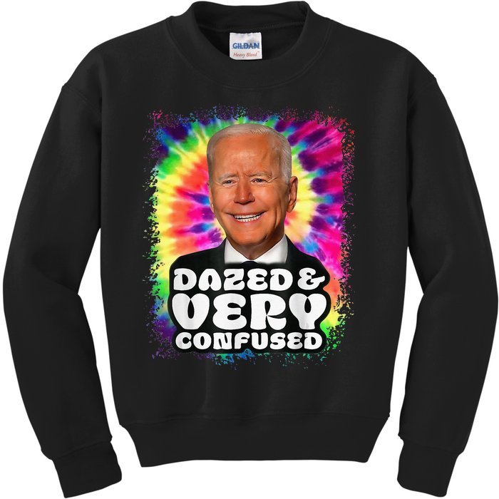 Tie dye Dazed And Very Confused Biden Kids Sweatshirt