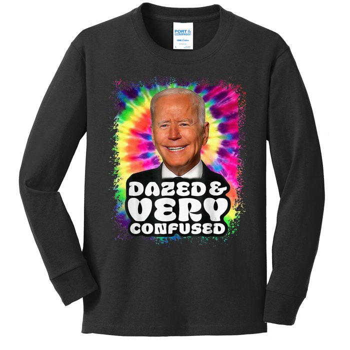 Tie dye Dazed And Very Confused Biden Kids Long Sleeve Shirt