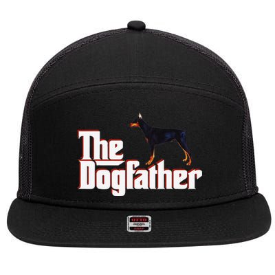 The DogFather Doberman Pinscher Dog Father 7 Panel Mesh Trucker Snapback Hat