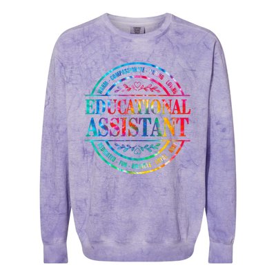 Tie Dye Educational Assistant Paraprofessional Educator Colorblast Crewneck Sweatshirt