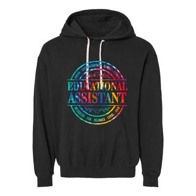 Tie Dye Educational Assistant Paraprofessional Educator Garment-Dyed Fleece Hoodie