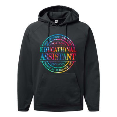 Tie Dye Educational Assistant Paraprofessional Educator Performance Fleece Hoodie