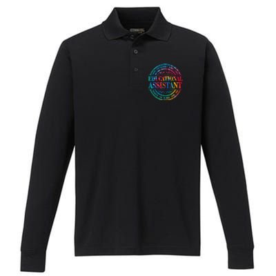 Tie Dye Educational Assistant Paraprofessional Educator Performance Long Sleeve Polo