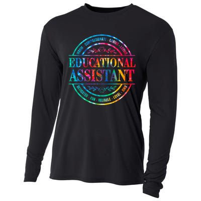 Tie Dye Educational Assistant Paraprofessional Educator Cooling Performance Long Sleeve Crew