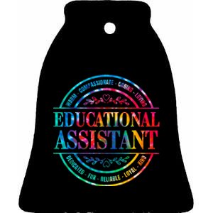 Tie Dye Educational Assistant Paraprofessional Educator Ceramic Bell Ornament