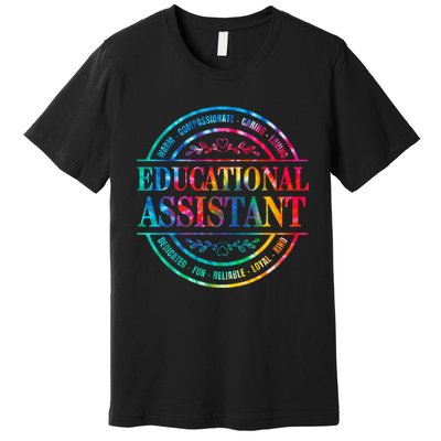 Tie Dye Educational Assistant Paraprofessional Educator Premium T-Shirt