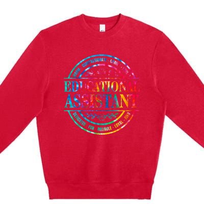 Tie Dye Educational Assistant Paraprofessional Educator Premium Crewneck Sweatshirt