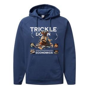 Trickle Down Economics Is A Trick Funny Economic Sarcastic Performance Fleece Hoodie