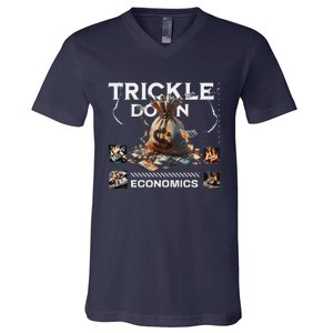 Trickle Down Economics Is A Trick Funny Economic Sarcastic V-Neck T-Shirt