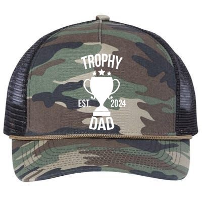 Trophy Dad Est 2024 Retro Rope Trucker Hat Cap