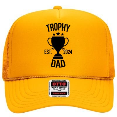 Trophy Dad Est 2024 High Crown Mesh Back Trucker Hat