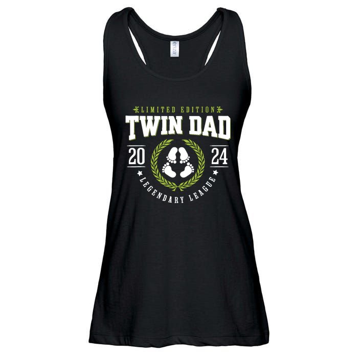 Twin Dad Est 2024 Twin Dad To Be Gifts New Daddy Viii Ladies Essential Flowy Tank