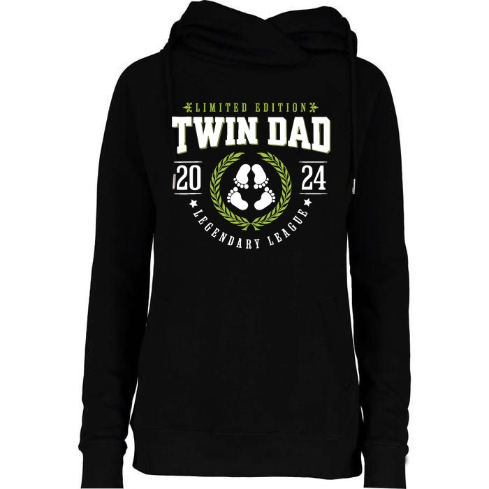 Twin Dad Est 2024 Twin Dad To Be Gifts New Daddy Viii Womens Funnel Neck Pullover Hood