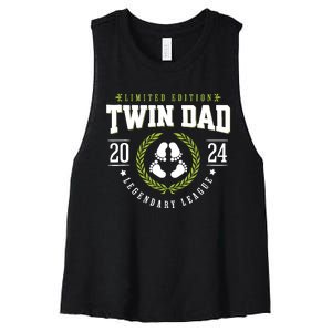 Twin Dad Est 2024 Twin Dad To Be Gifts New Daddy Viii Women's Racerback Cropped Tank