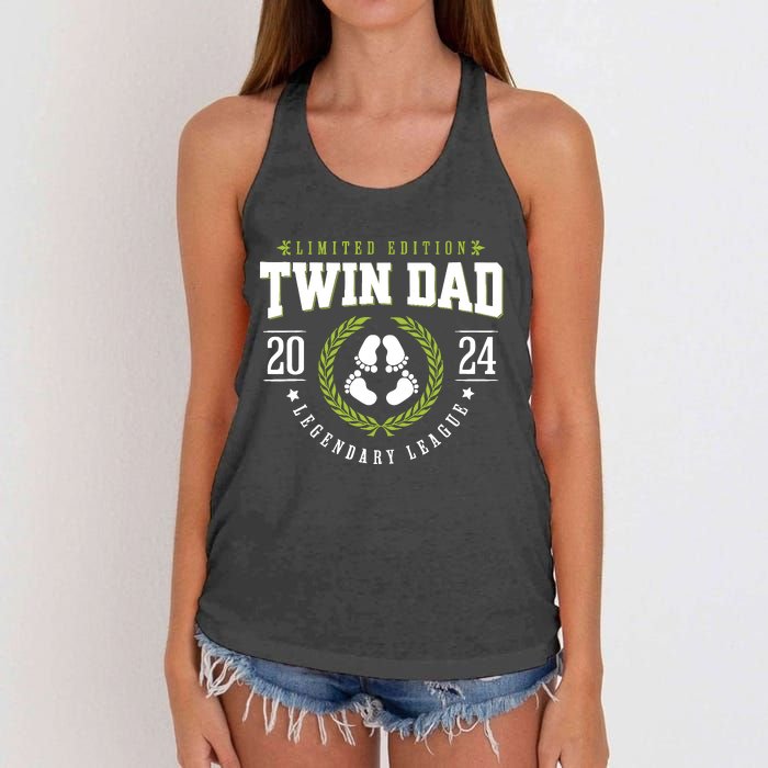 Twin Dad Est 2024 Twin Dad To Be Gifts New Daddy Viii Women's Knotted Racerback Tank