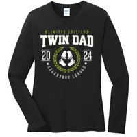 Twin Dad Est 2024 Twin Dad To Be Gifts New Daddy Viii Ladies Long Sleeve Shirt