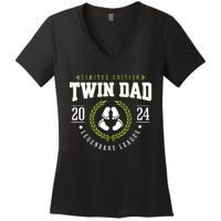 Twin Dad Est 2024 Twin Dad To Be Gifts New Daddy Viii Women's V-Neck T-Shirt