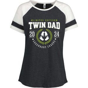 Twin Dad Est 2024 Twin Dad To Be Gifts New Daddy Viii Enza Ladies Jersey Colorblock Tee