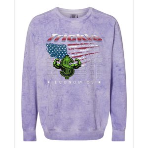 Trickle Down Economics Is A Trick Colorblast Crewneck Sweatshirt