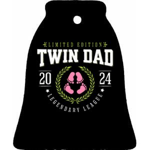 Twin Dad Est 2024 Twin Dad To Be New Daddy Ceramic Bell Ornament