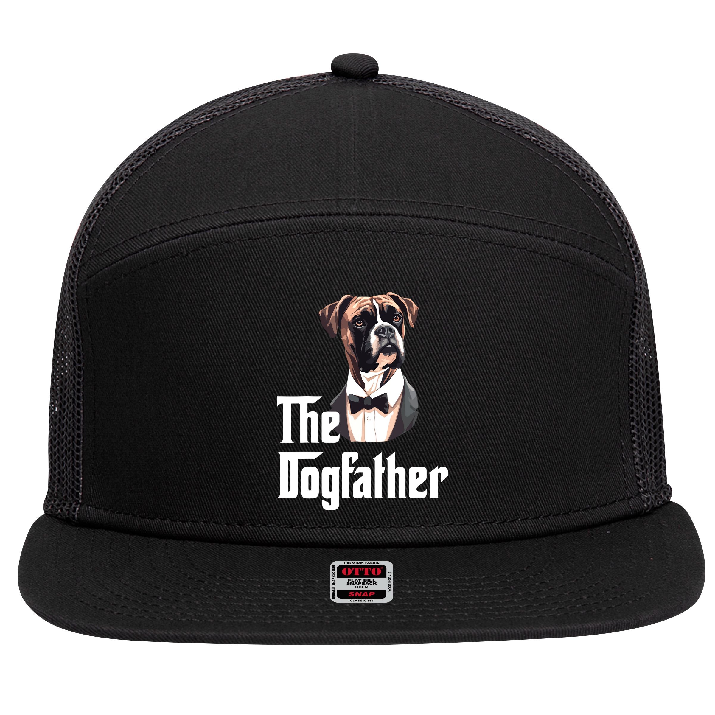 The Dog Father Boxer Boxer Dog Owner Dog Dad Funny 7 Panel Mesh Trucker Snapback Hat