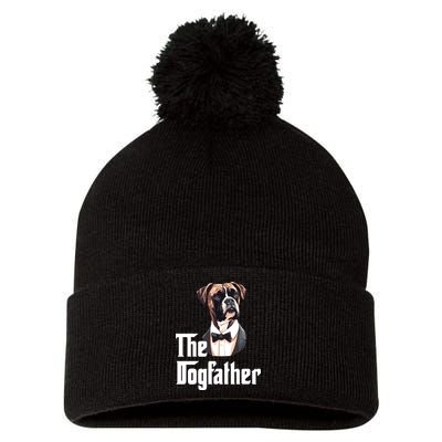 The Dog Father Boxer Boxer Dog Owner Dog Dad Funny Pom Pom 12in Knit Beanie