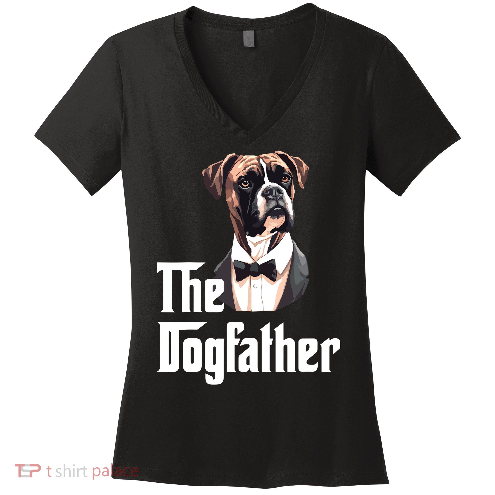 The Dog Father Boxer Boxer Dog Owner Dog Dad Funny Women's V-Neck T-Shirt